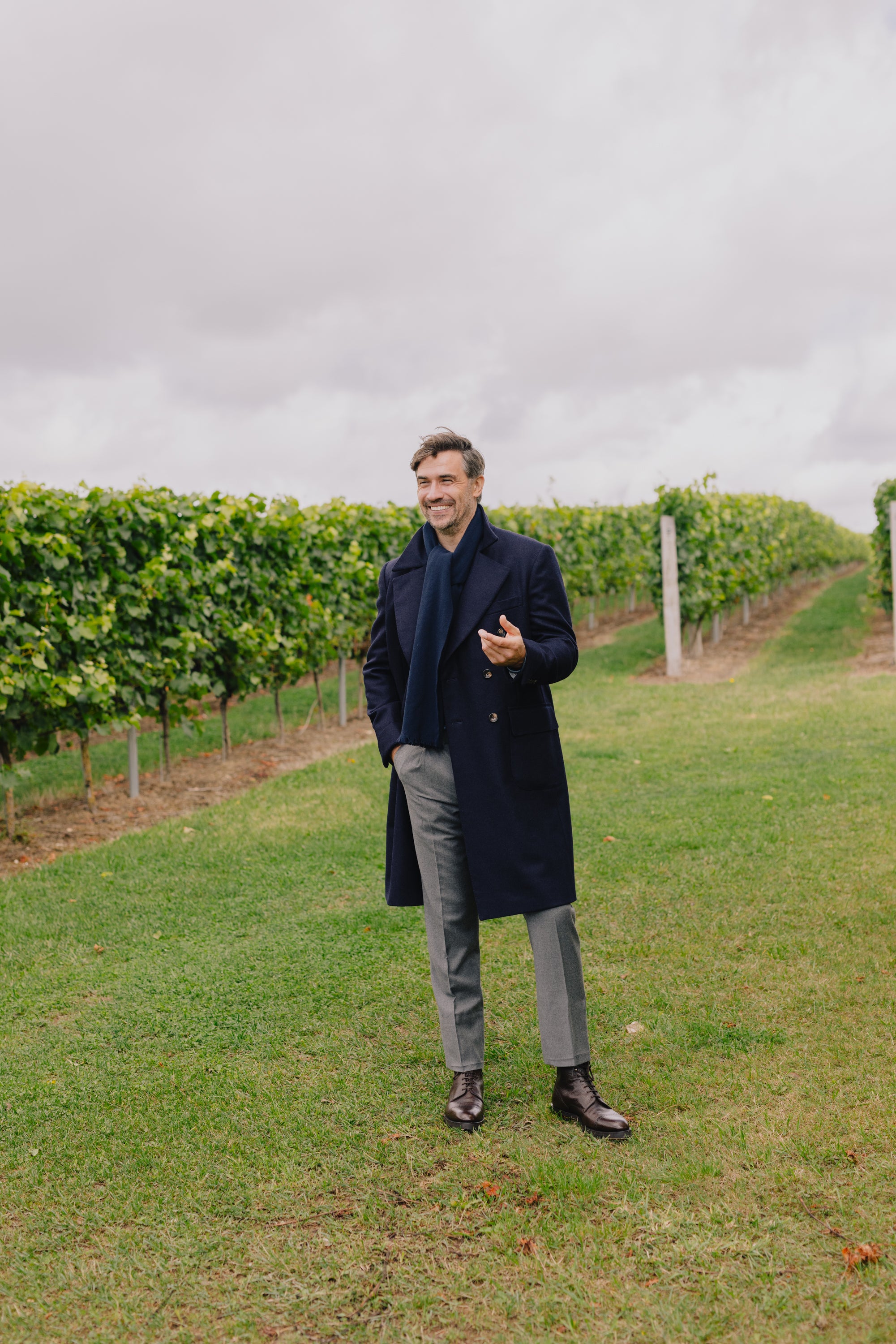 Single Pleat Trouser in Light Grey Flannel