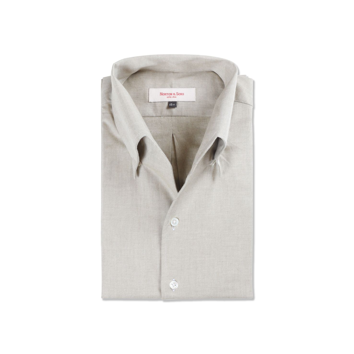 One Piece Collar Shirt in Sage Brushed Cotton