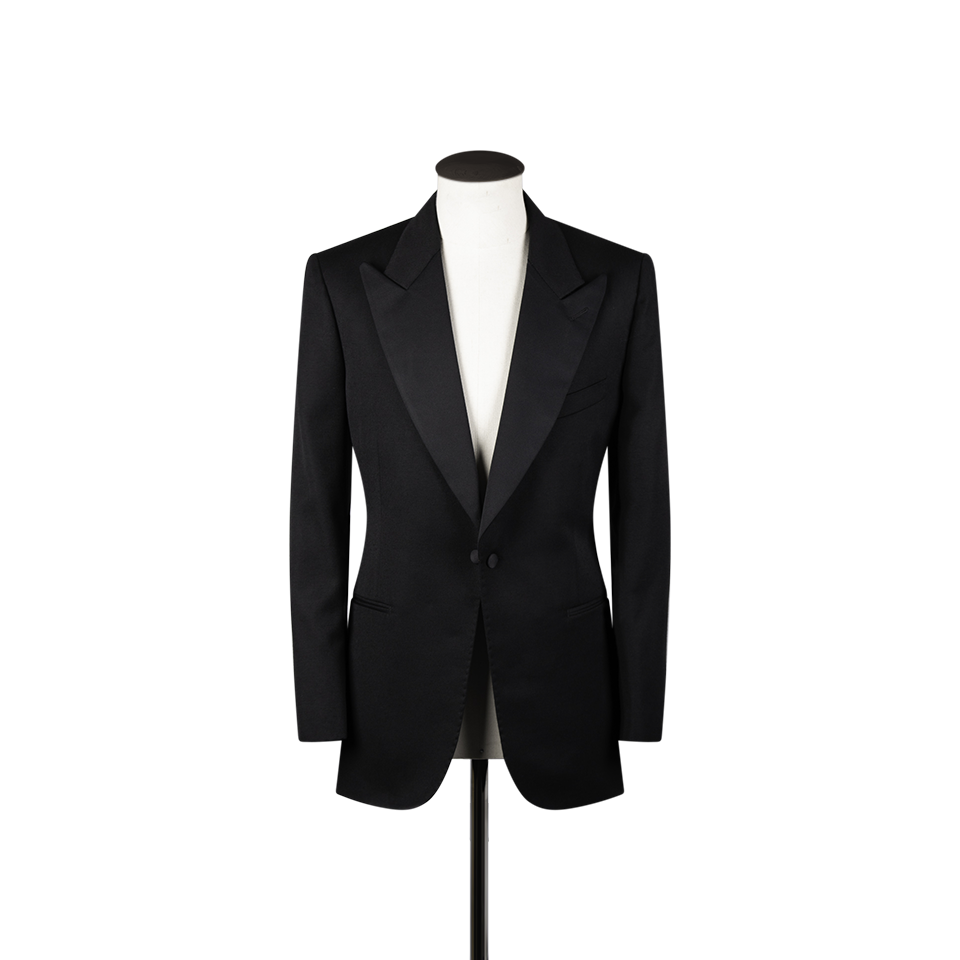 Peak Lapel Dinner Suit in Black Barathea