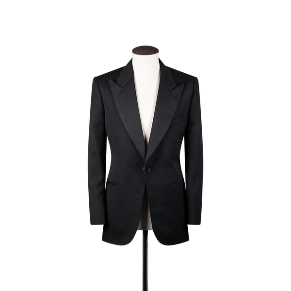 Peak Lapel Dinner Suit in Black Barathea