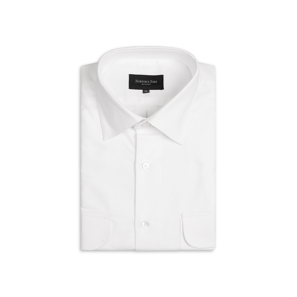 Classic Collar Shirt in White Oxford Cotton