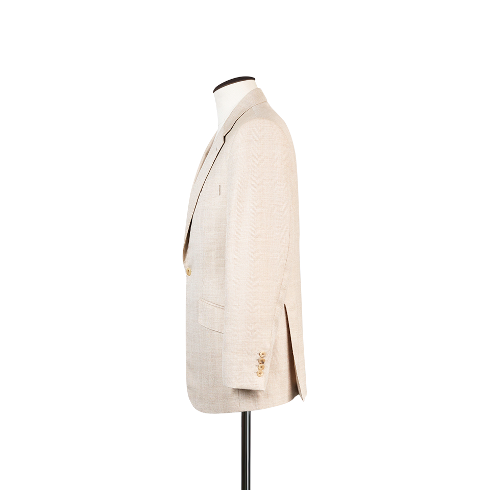 Notch Lapel Jacket in Herringbone Wool Silk Linen