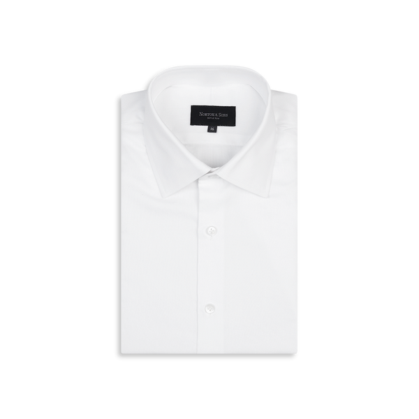 Classic Collar Shirt in White Pinpoint