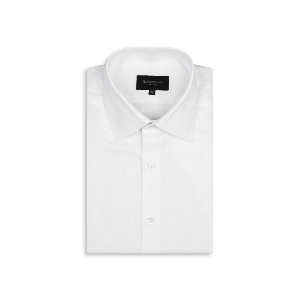 Classic Collar Shirt in White Pinpoint