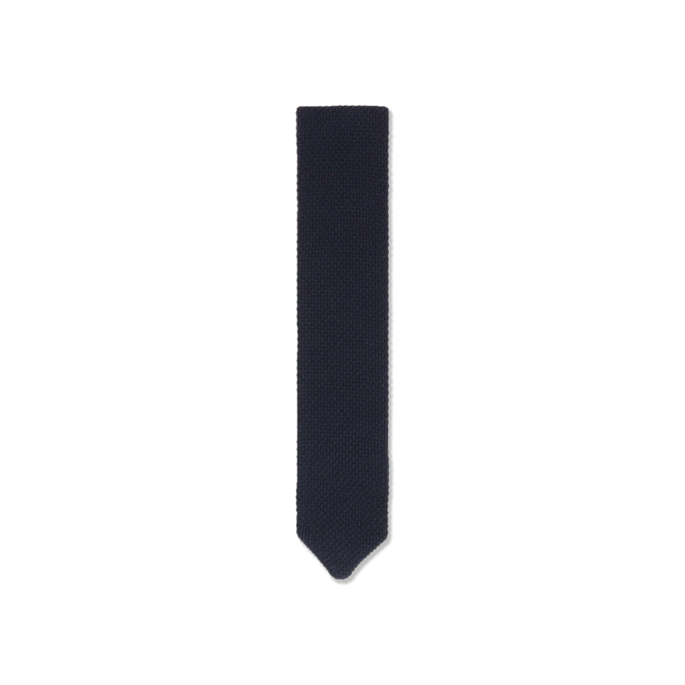 Wool Knitted Tie in Navy Blue