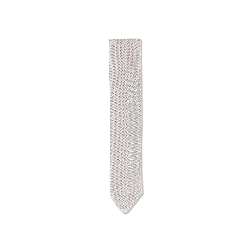 Silk Knitted Tie in Ivory