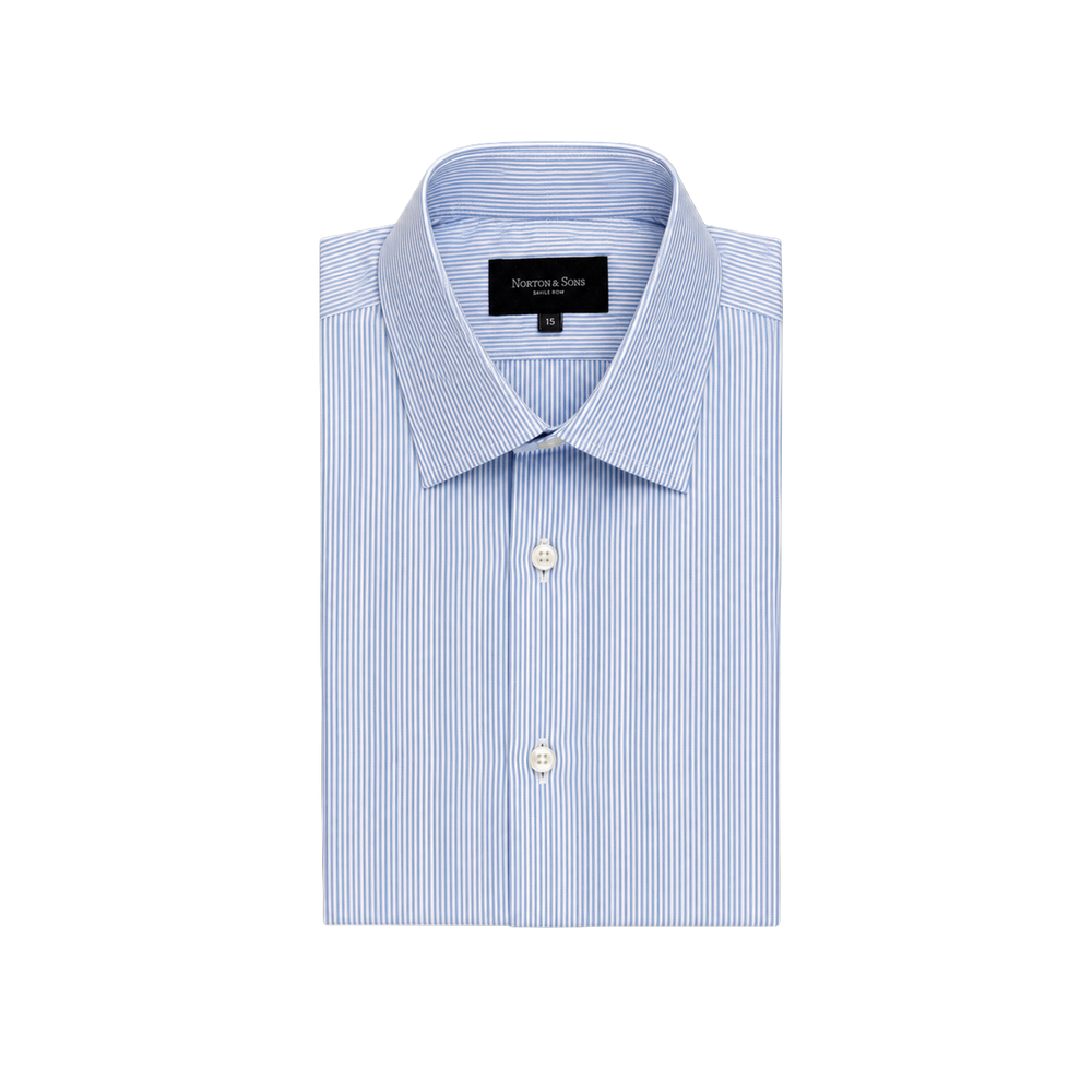 Classic Collar Shirt in Blue Stripe Poplin