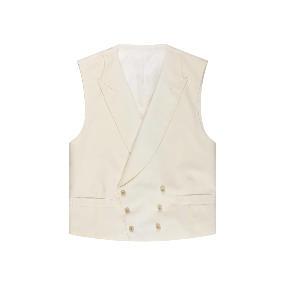 Double Breasted Waistcoat in Ivory Wool