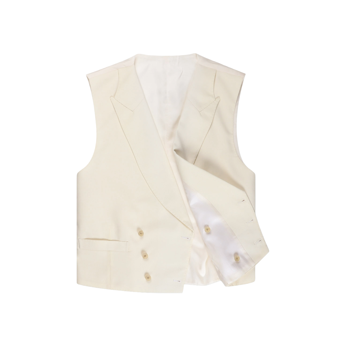 Double Breasted Waistcoat in Ivory Wool
