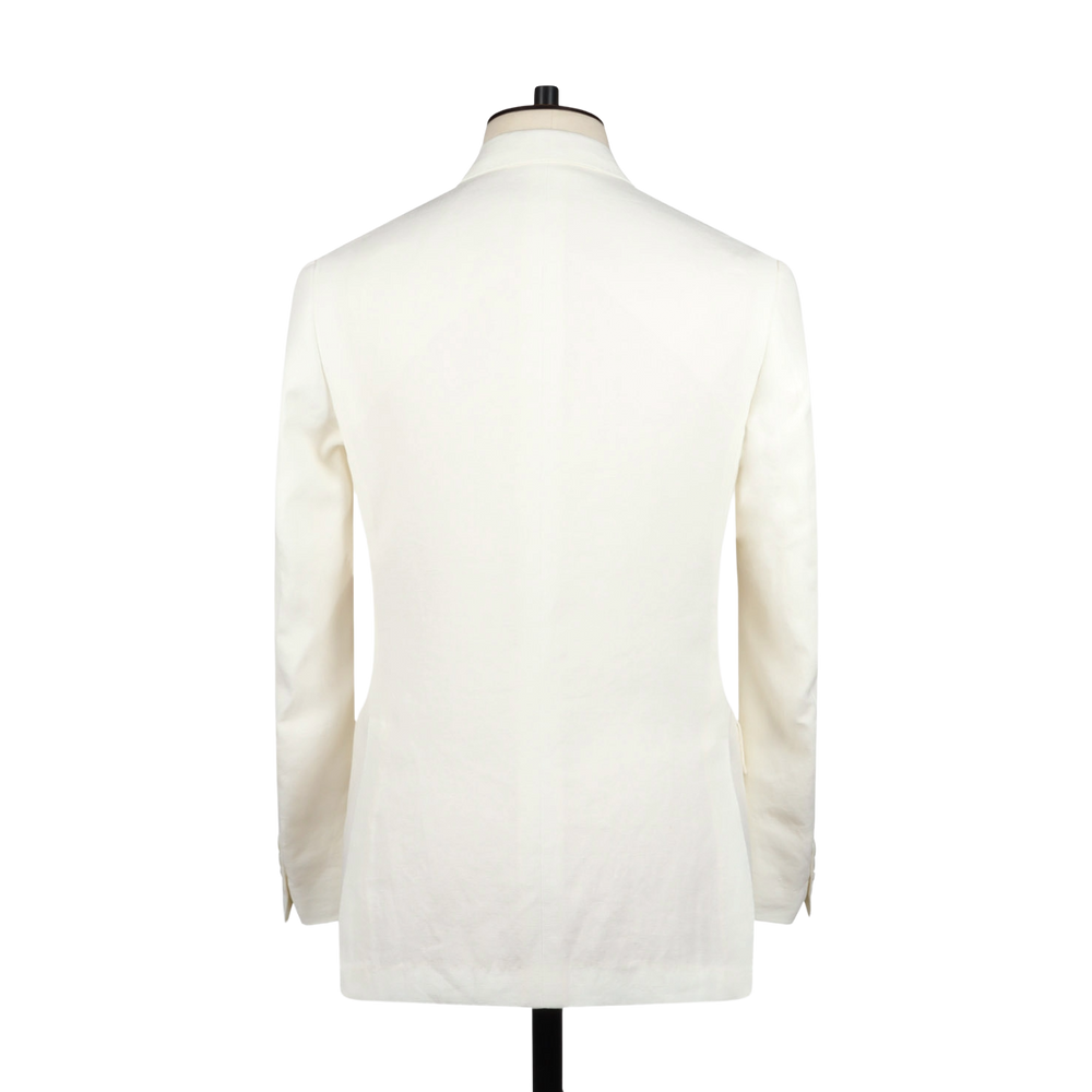 Double Breasted Suit in Off-White Linen