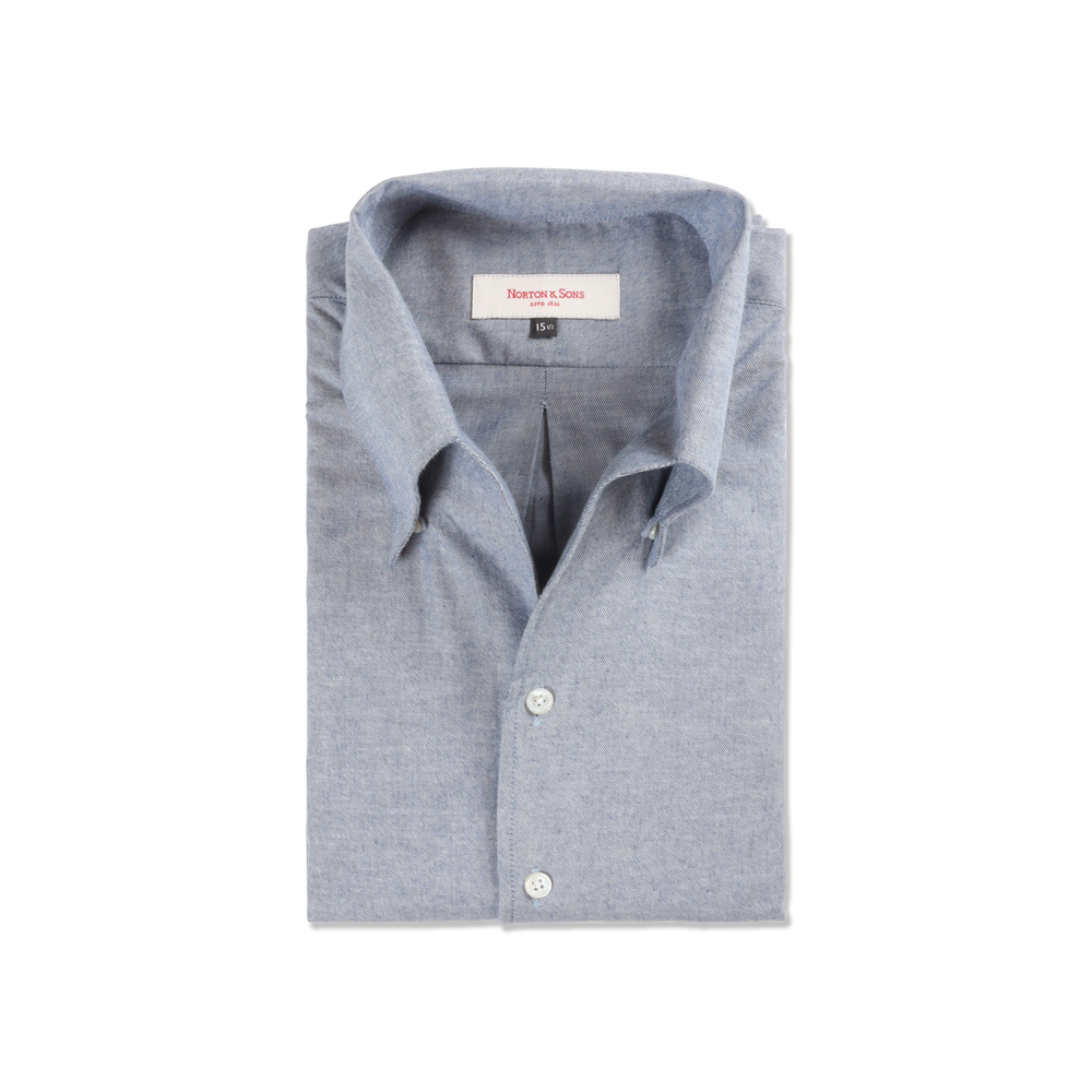 One Piece Collar Shirt in Sky Brushed Cotton