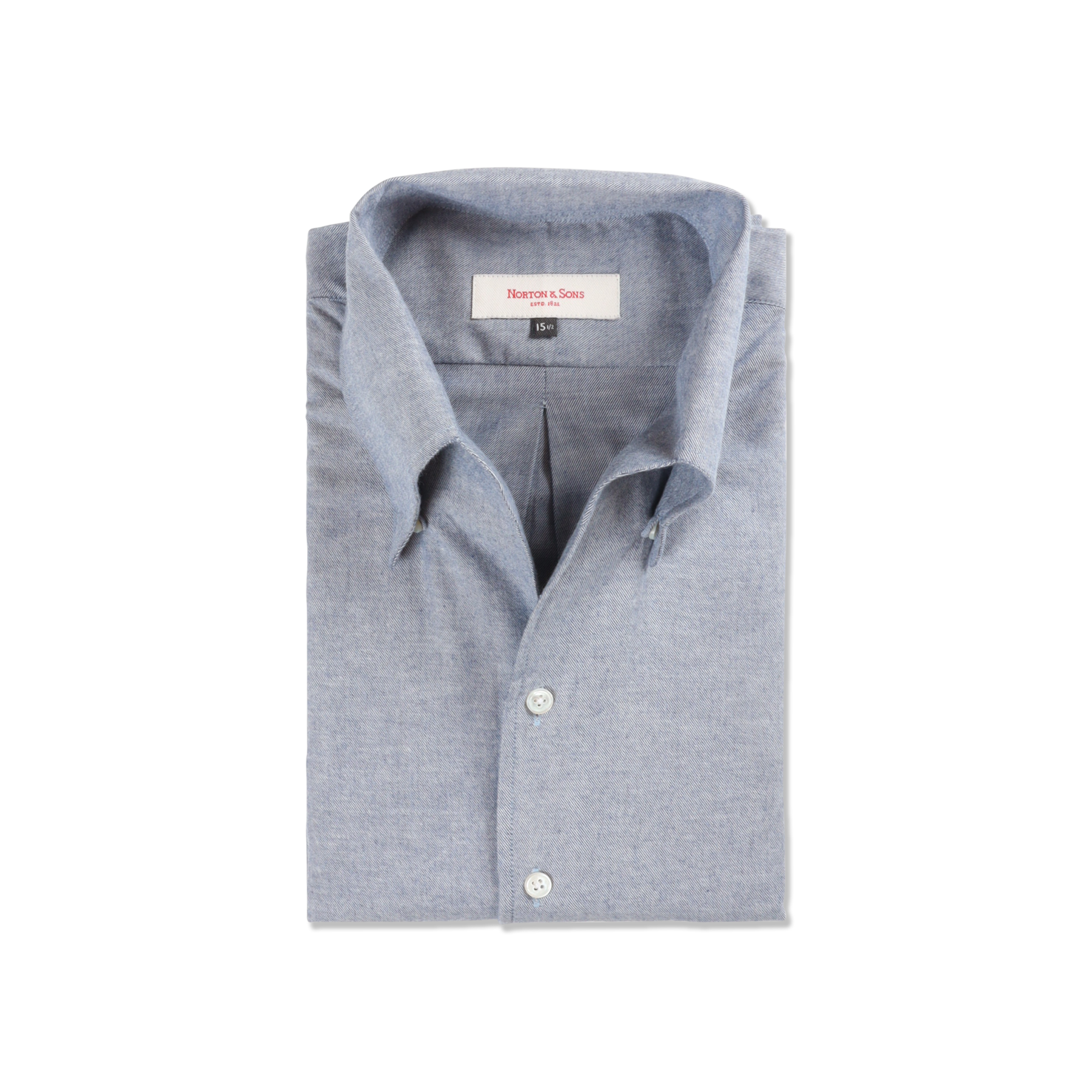 One Piece Collar Shirt in Sky Brushed Cotton