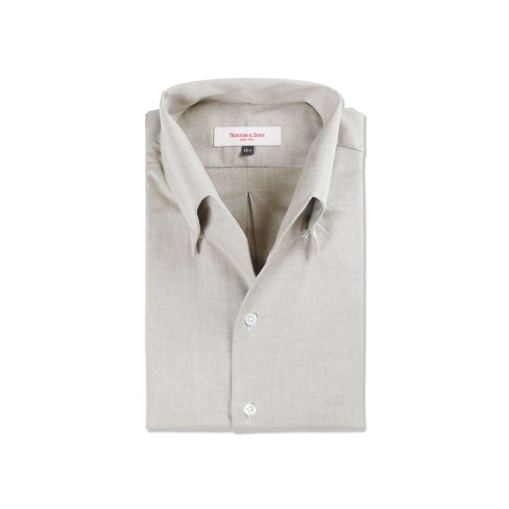 One Piece Collar Shirt in Sage Brushed Cotton