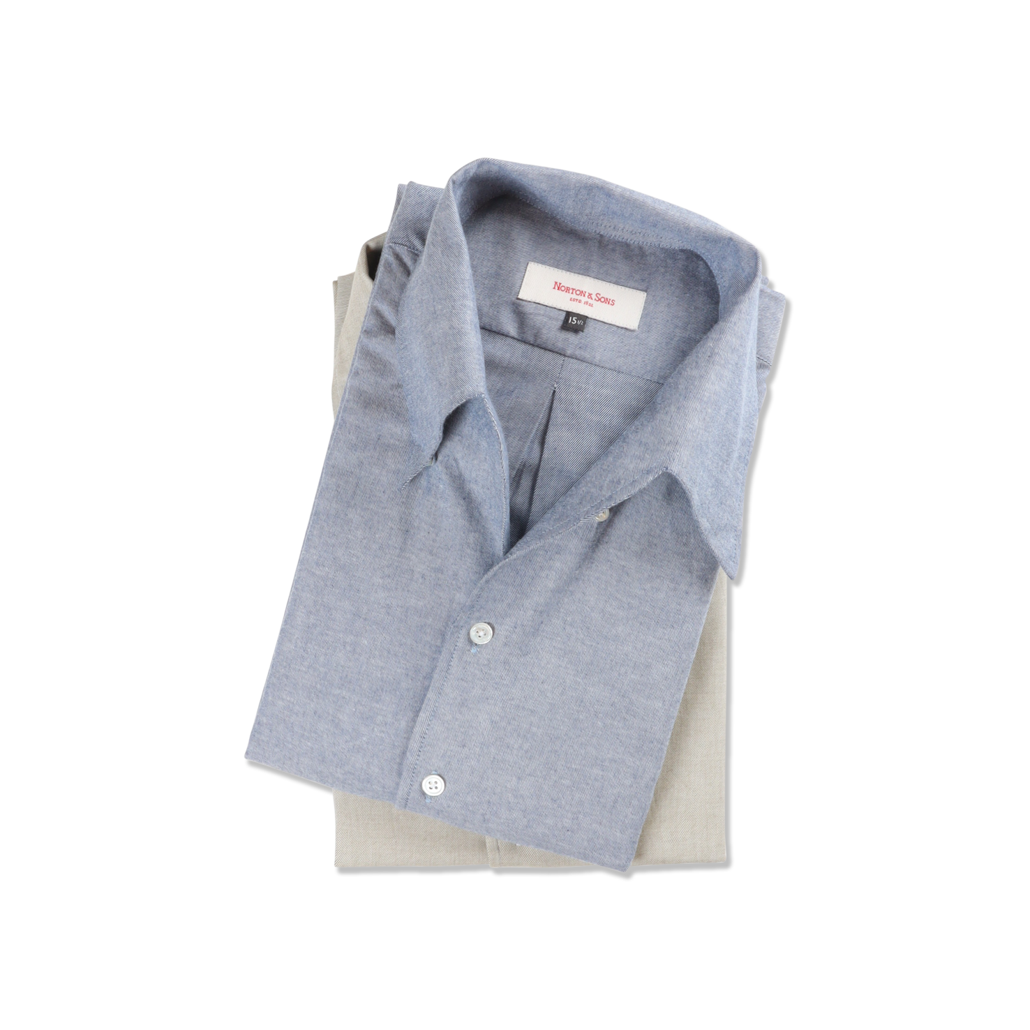 One Piece Collar Shirt in Sky Brushed Cotton
