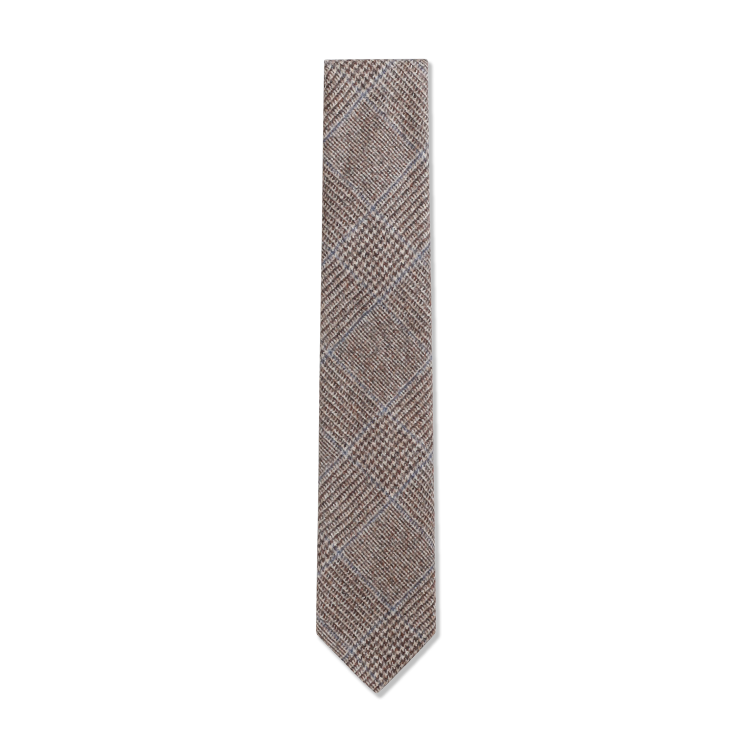 Brushed Wool Tie in Brown Glen Check