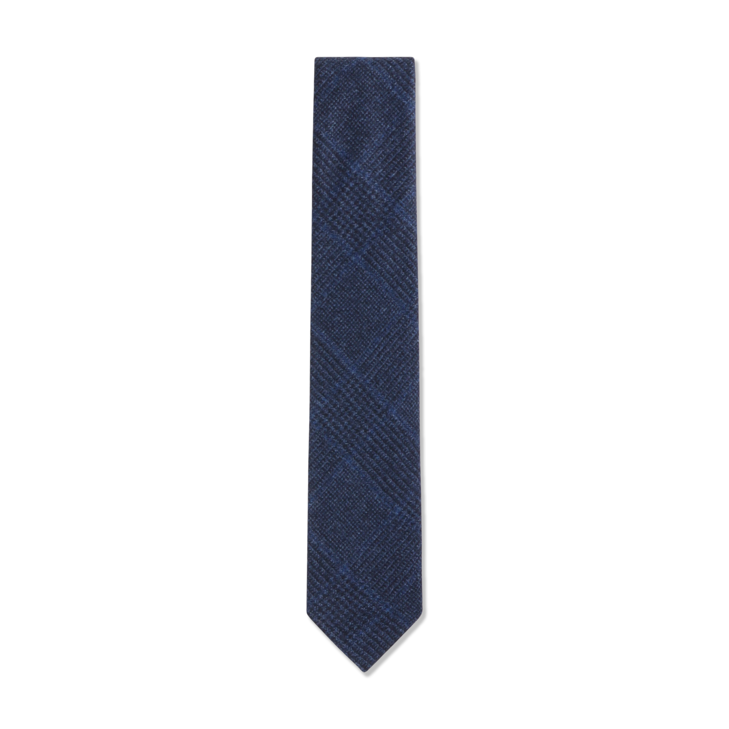 Brushed Wool Tie in Navy Glen Check