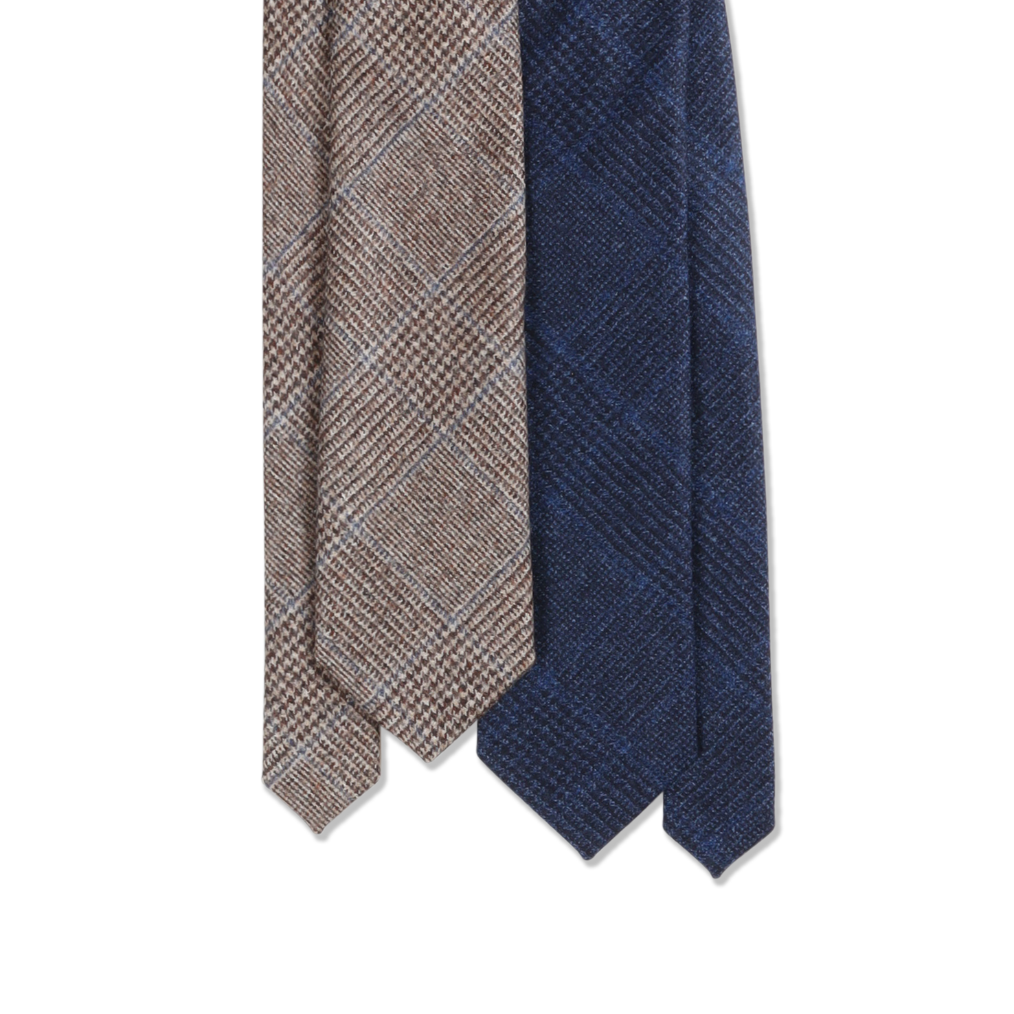 Brushed Wool Tie in Brown Glen Check
