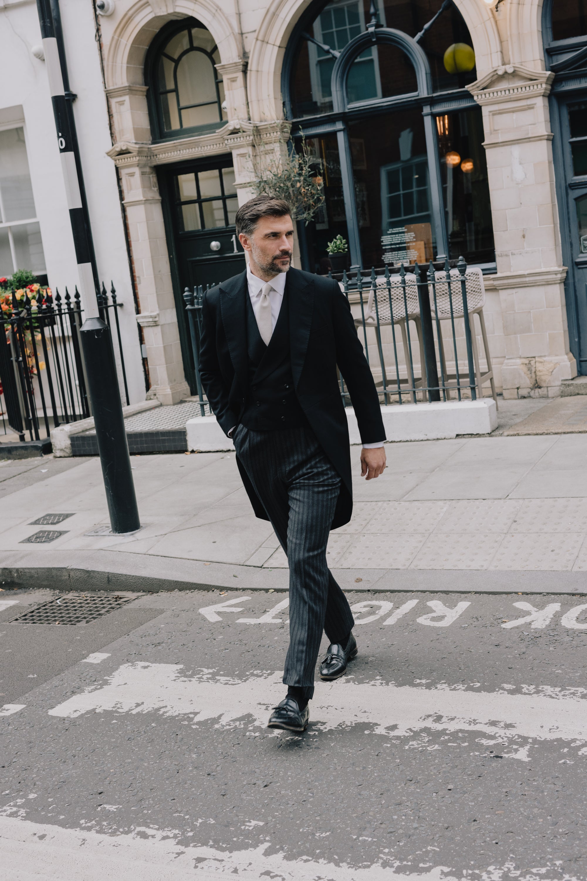 Morning Trousers in Grey Cashmere Stripe