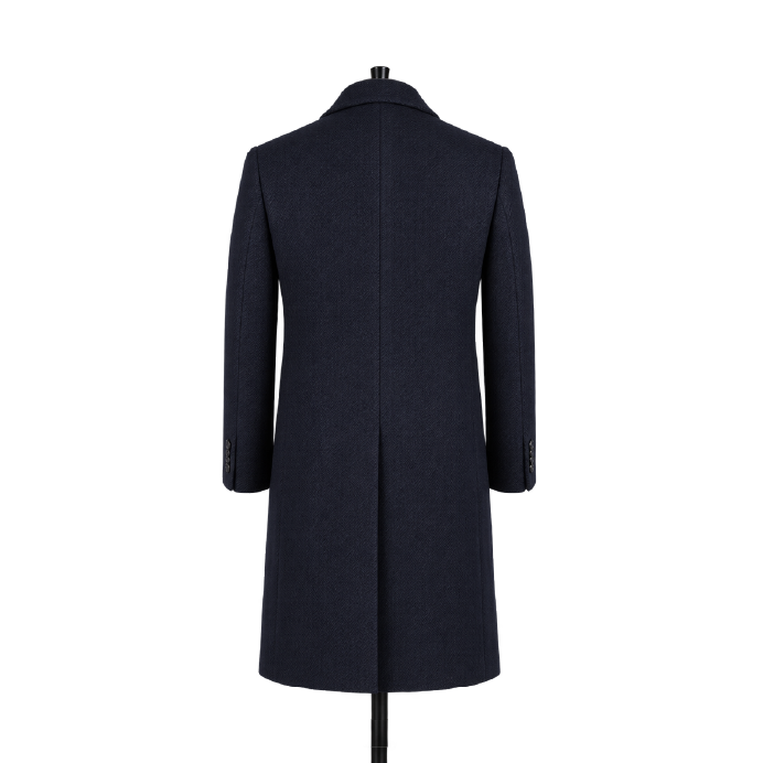 Double Breasted Overcoat in Navy Wool