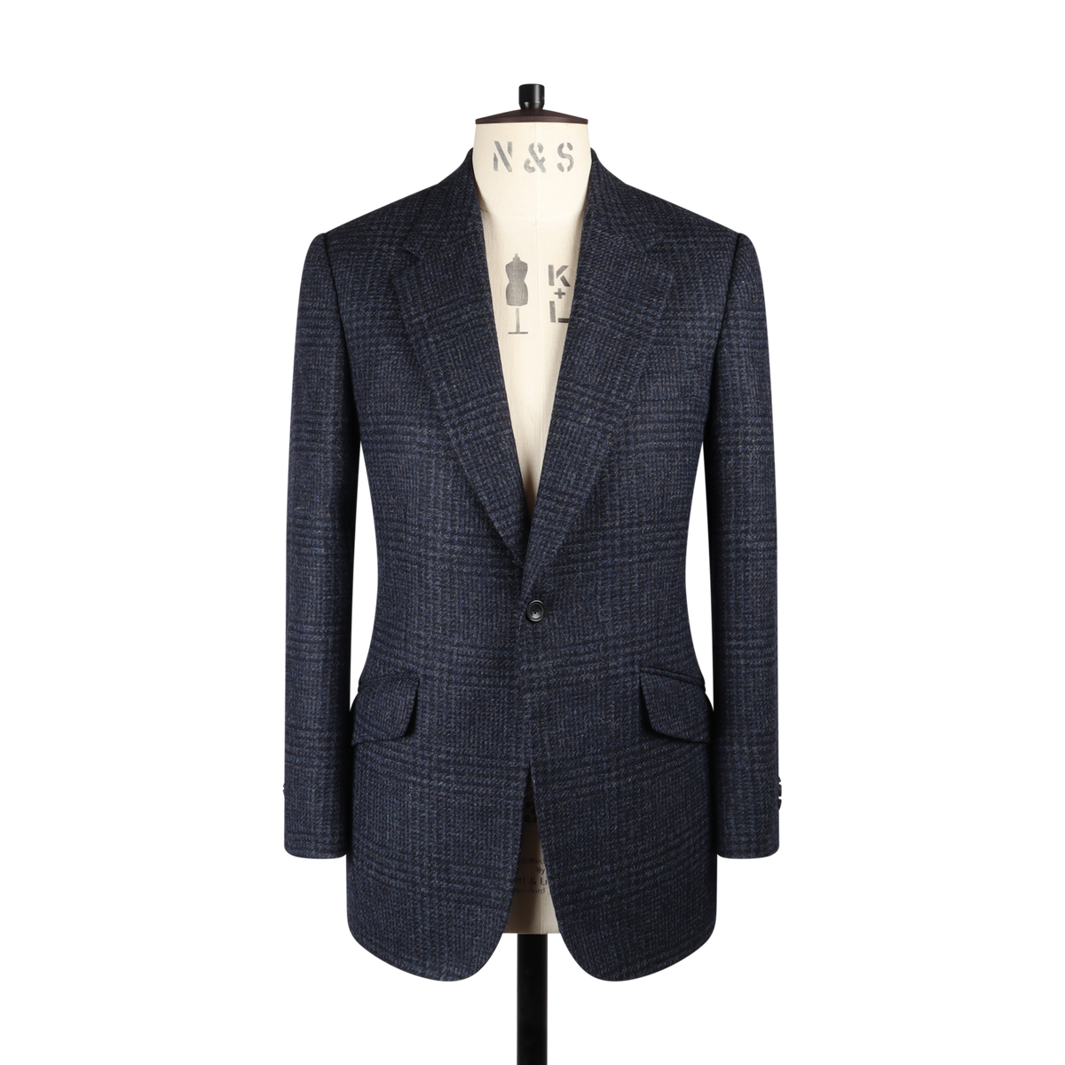 Notch Lapel Jacket in Navy Glen Check