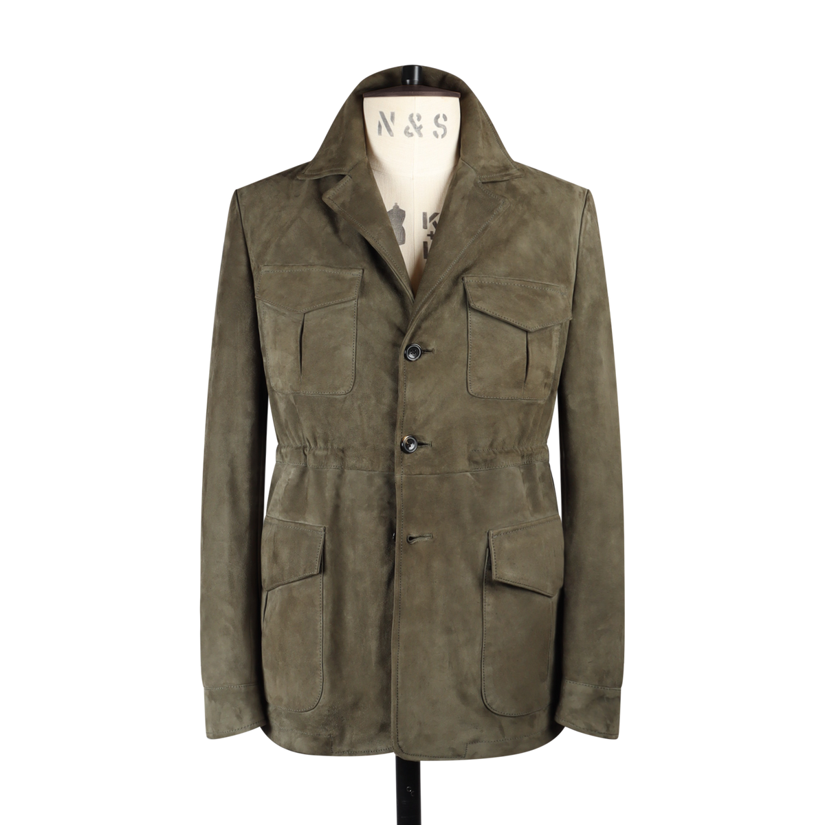 Safari Jacket in Moss Green Suede