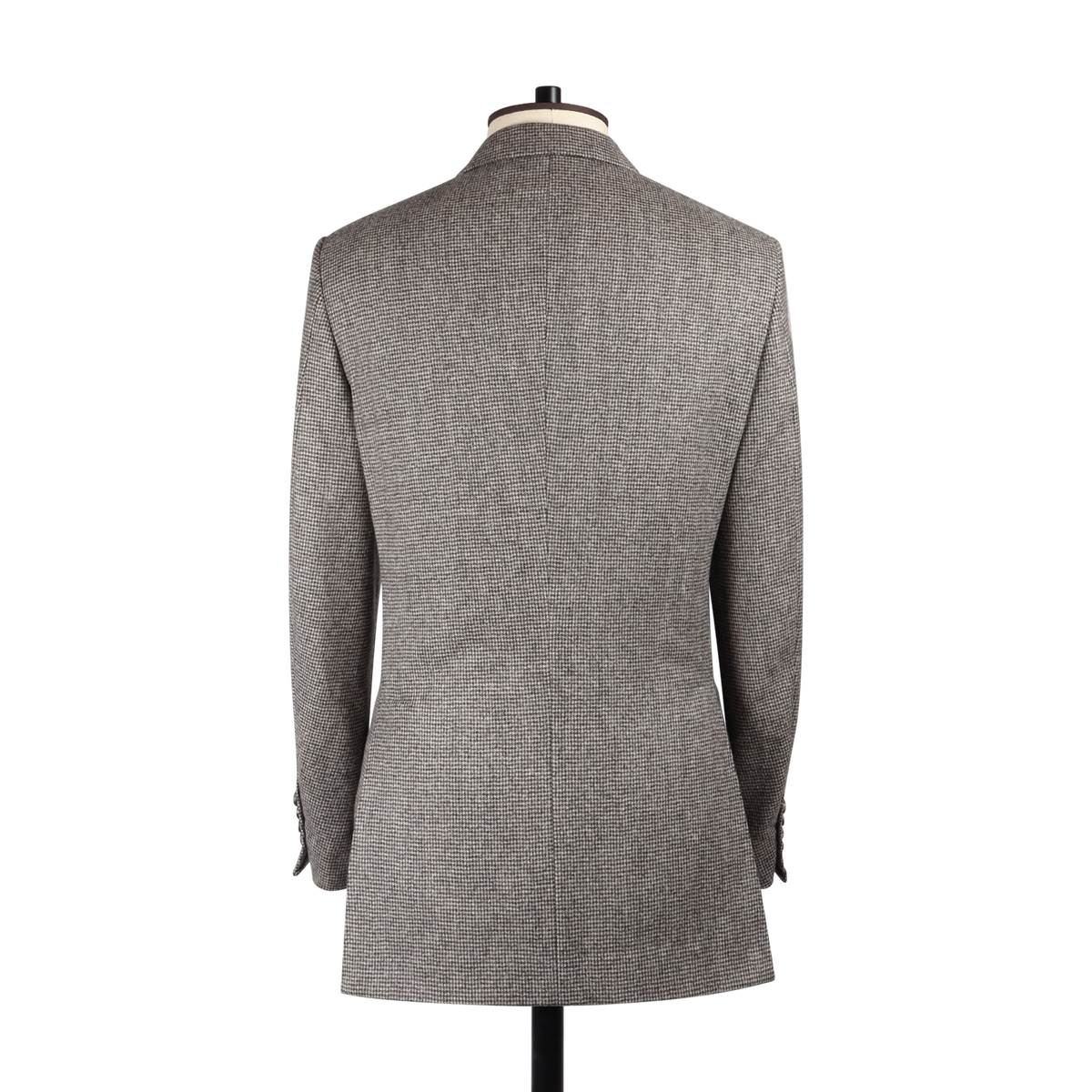 Notch Lapel Jacket in Brown Wool & Cashmere Puppytooth