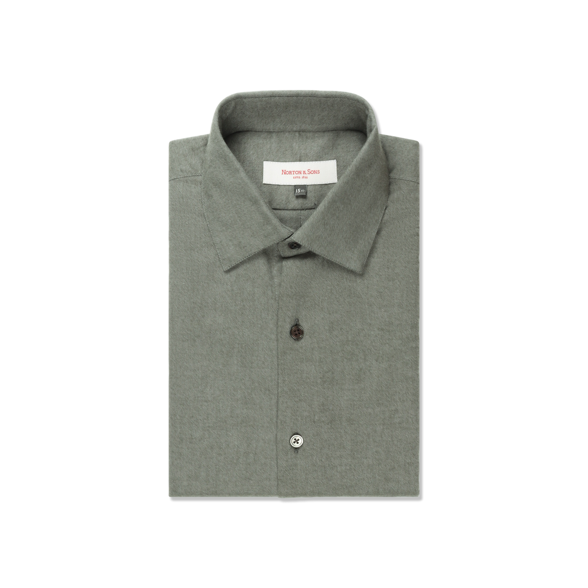 Classic Collar Shirt in Olive Brushed Cotton