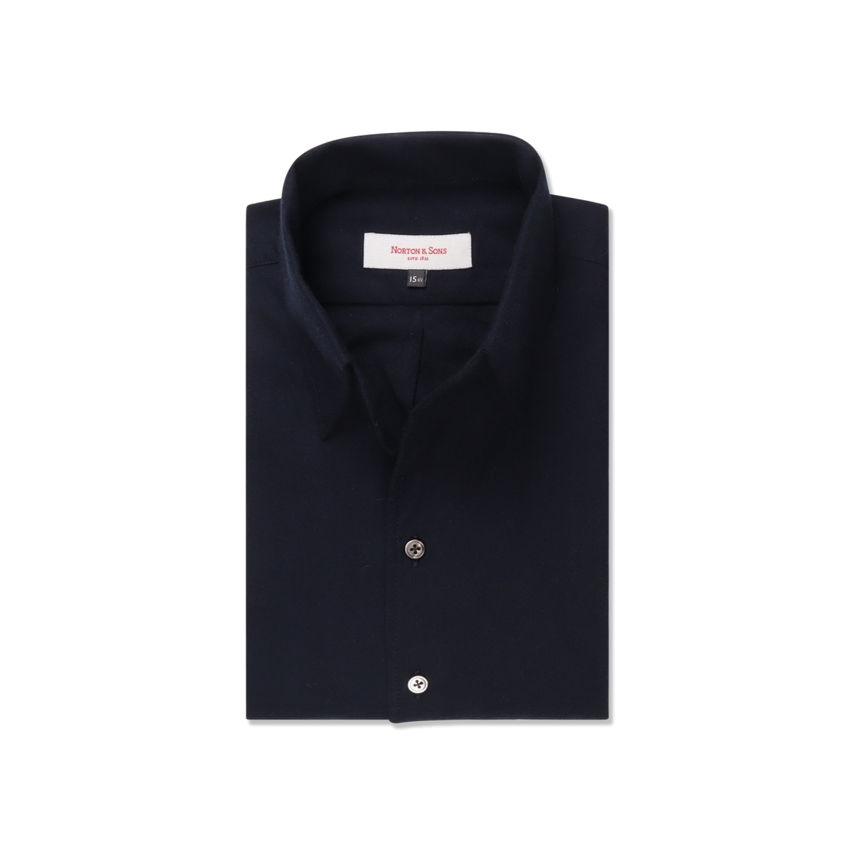 One Piece Collar Shirt in Navy Brushed Cotton