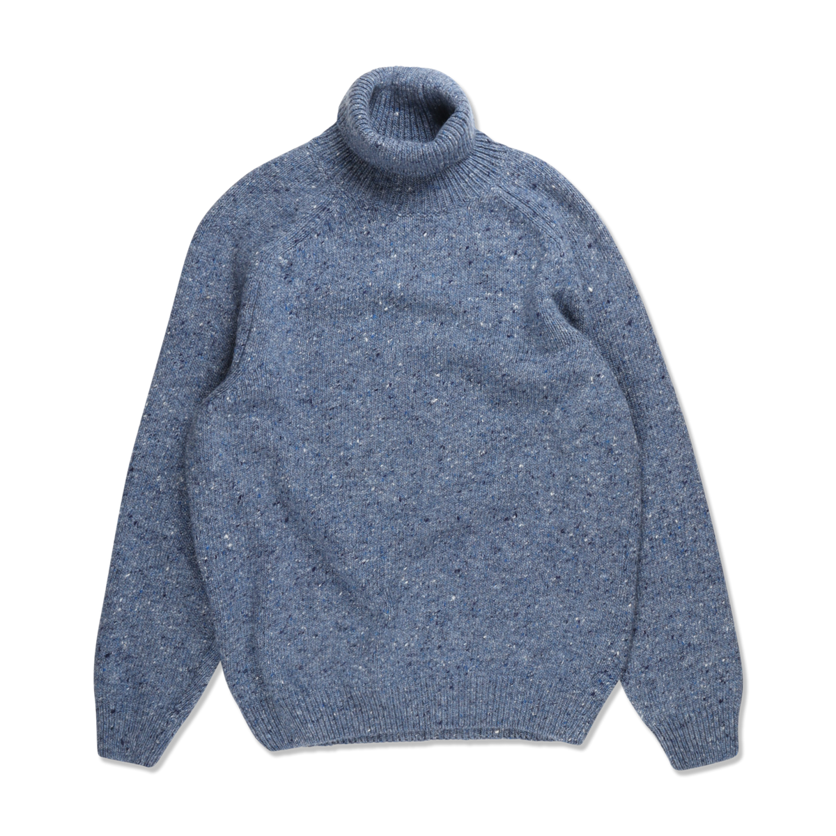 Turtleneck Jumper in Woad Blue Donegal