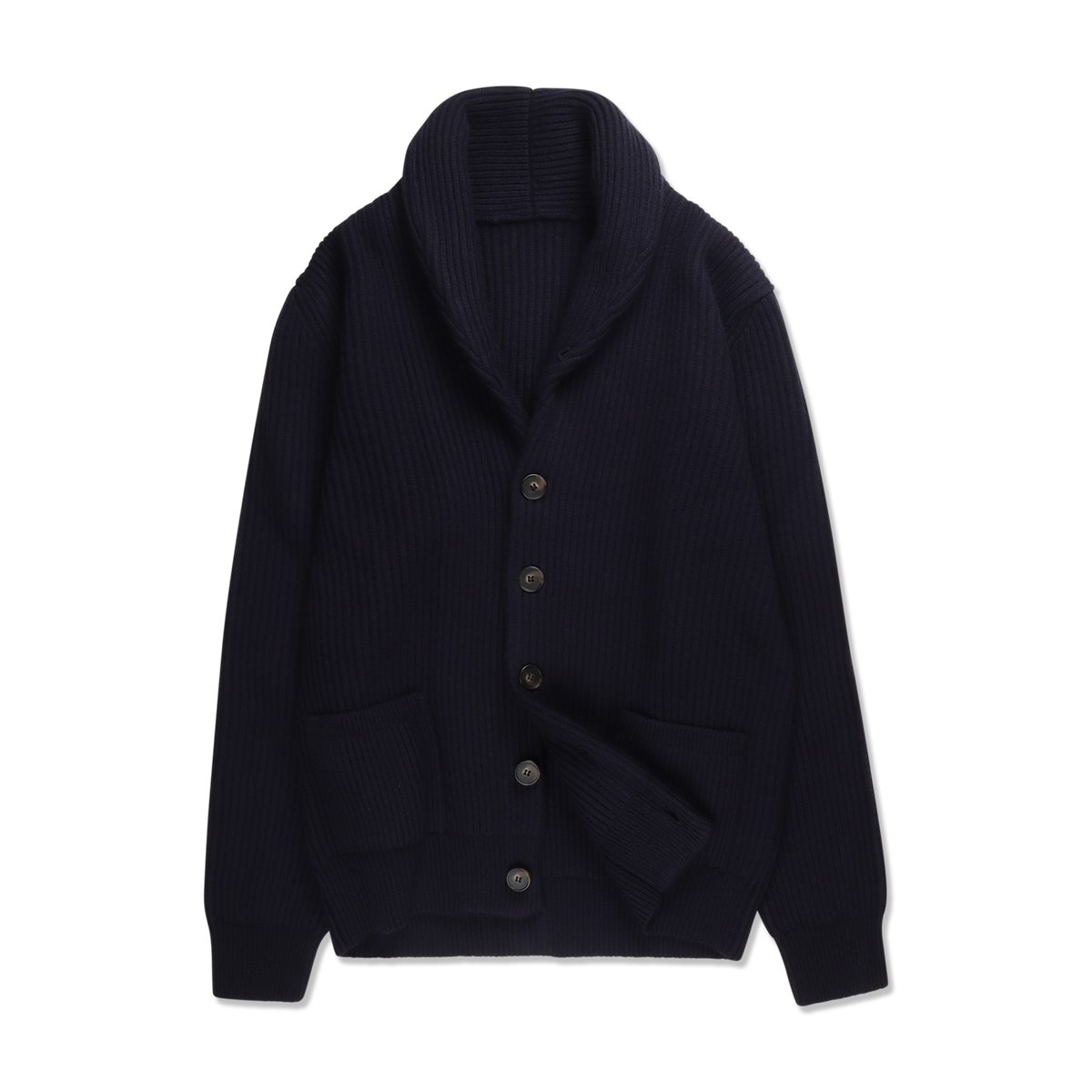 Shawl Cardigan in Geelong Marine Navy Wool