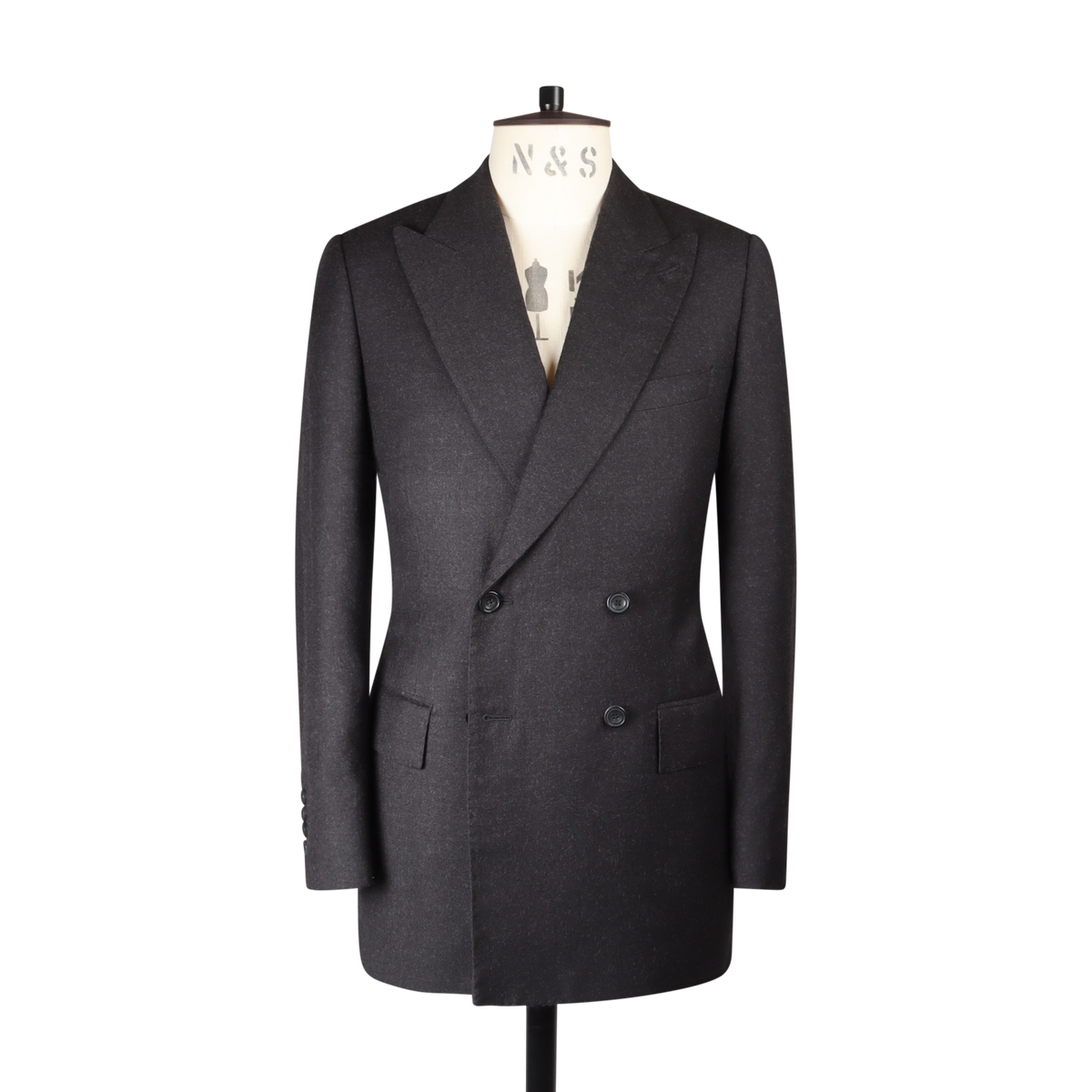 Double Breasted Suit in Charcoal Grey Flannel