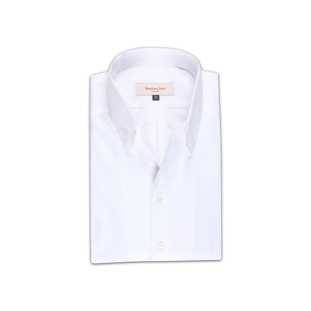 One Piece Collar Shirt in White Oxford Cotton