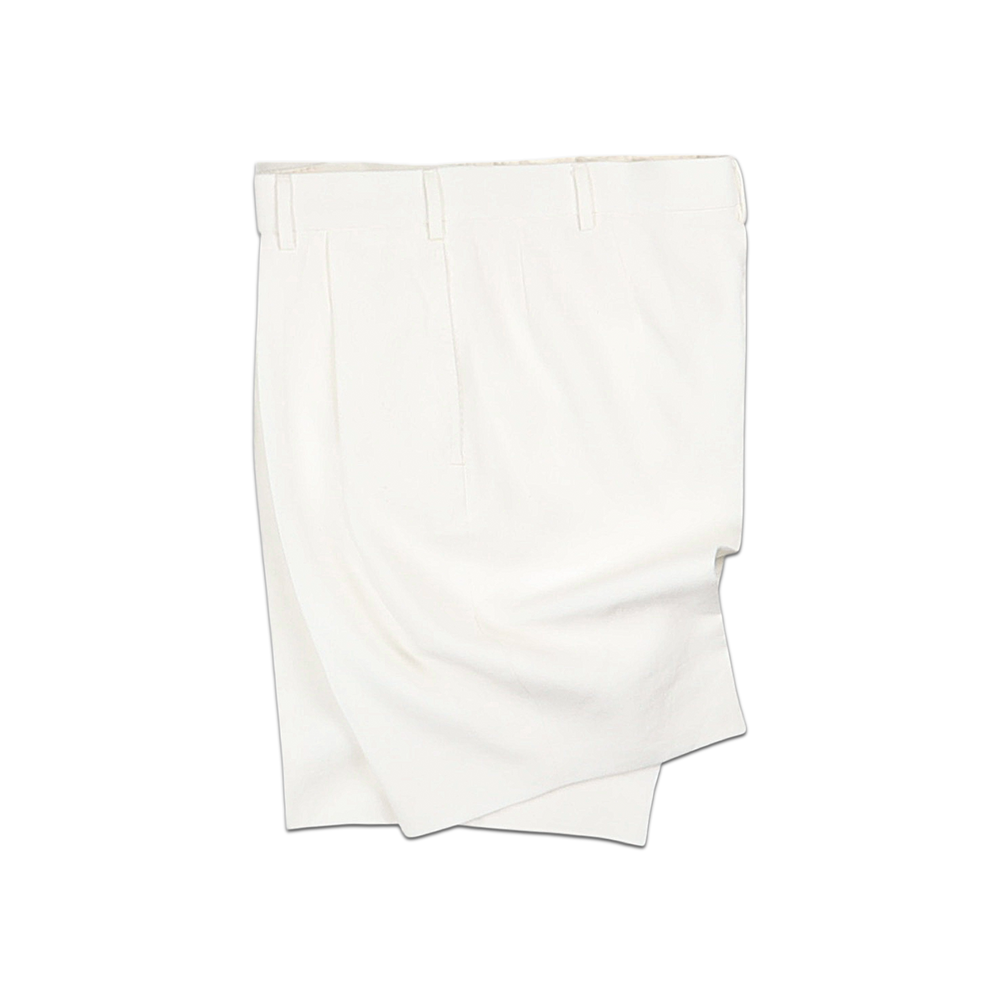 Double Pleat Shorts in White Linen