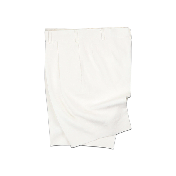 Double Pleat Shorts in White Linen