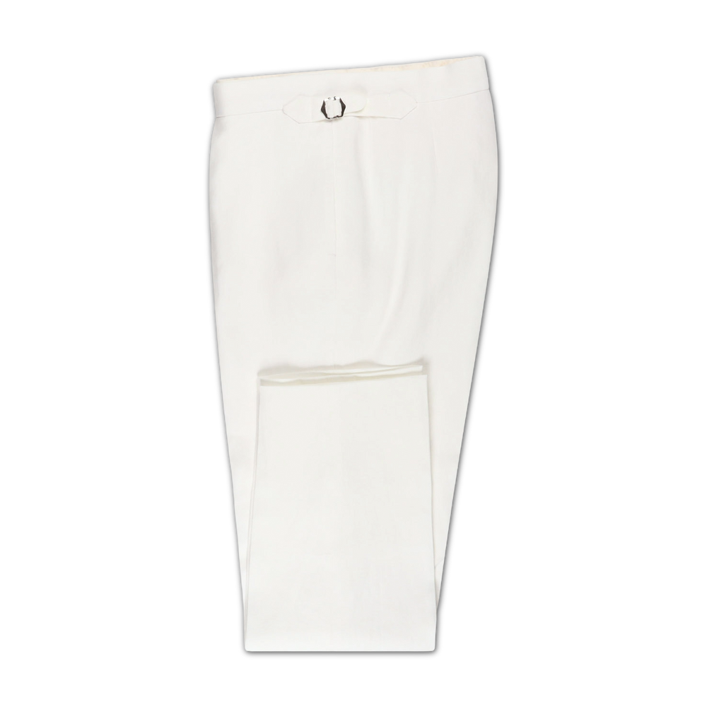 Single Pleat Trousers Off-White Linen