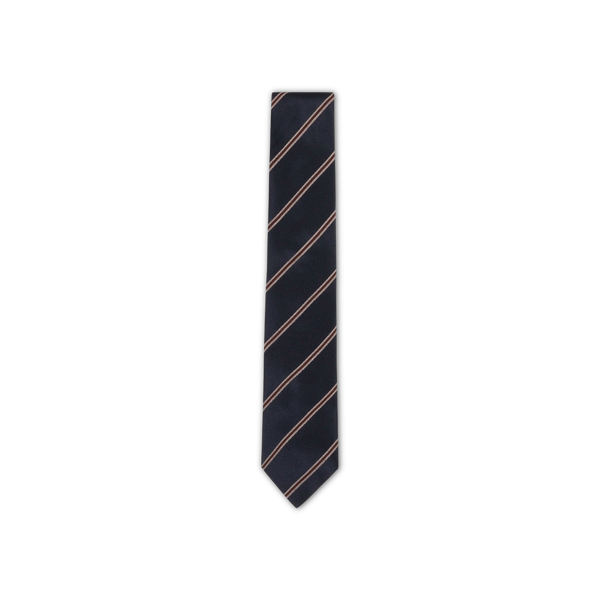 Silk Tie in Red and Navy Stripe