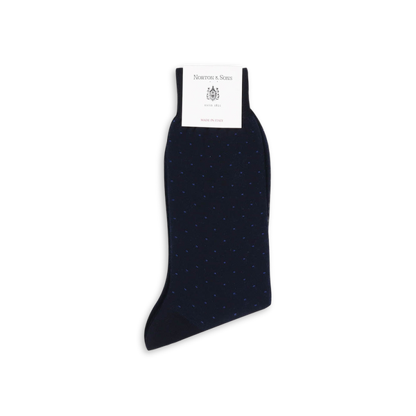 Formal Short Socks in Navy Cotton Polka Dot