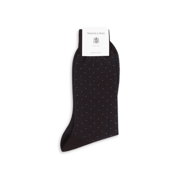 Formal Short Socks in Brown Cotton Polka Dot
