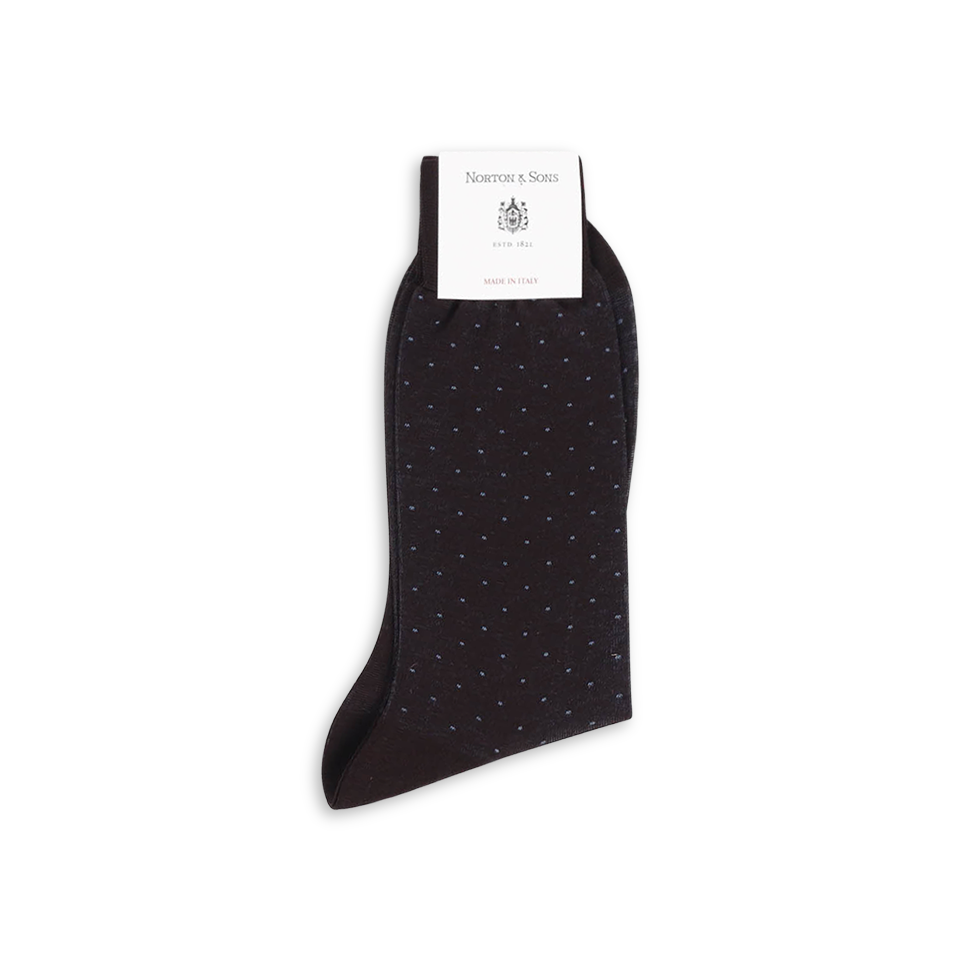 Formal Short Socks in Brown Cotton Polka Dot