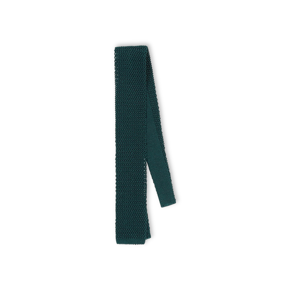 Silk Knitted Tie in Forest Green