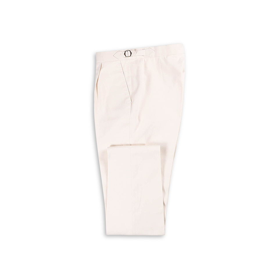 Single Pleat Trousers in Natural Cotton Canvas