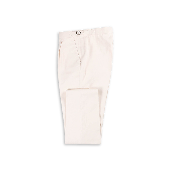 Single Pleat Trousers in Natural Cotton Canvas