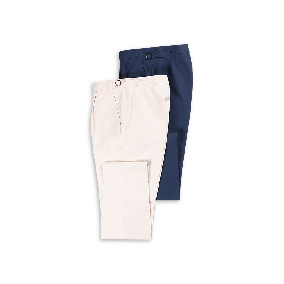 Single Pleat Trousers in Natural Cotton Canvas