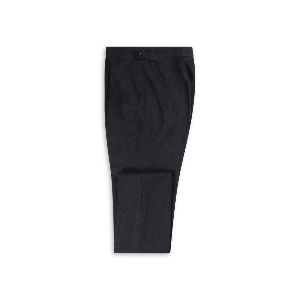 Single Pleat Trouser in Charcoal Grey Flannel