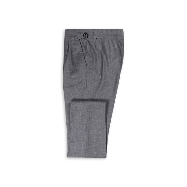 Single Pleat Trouser in Light Grey Flannel