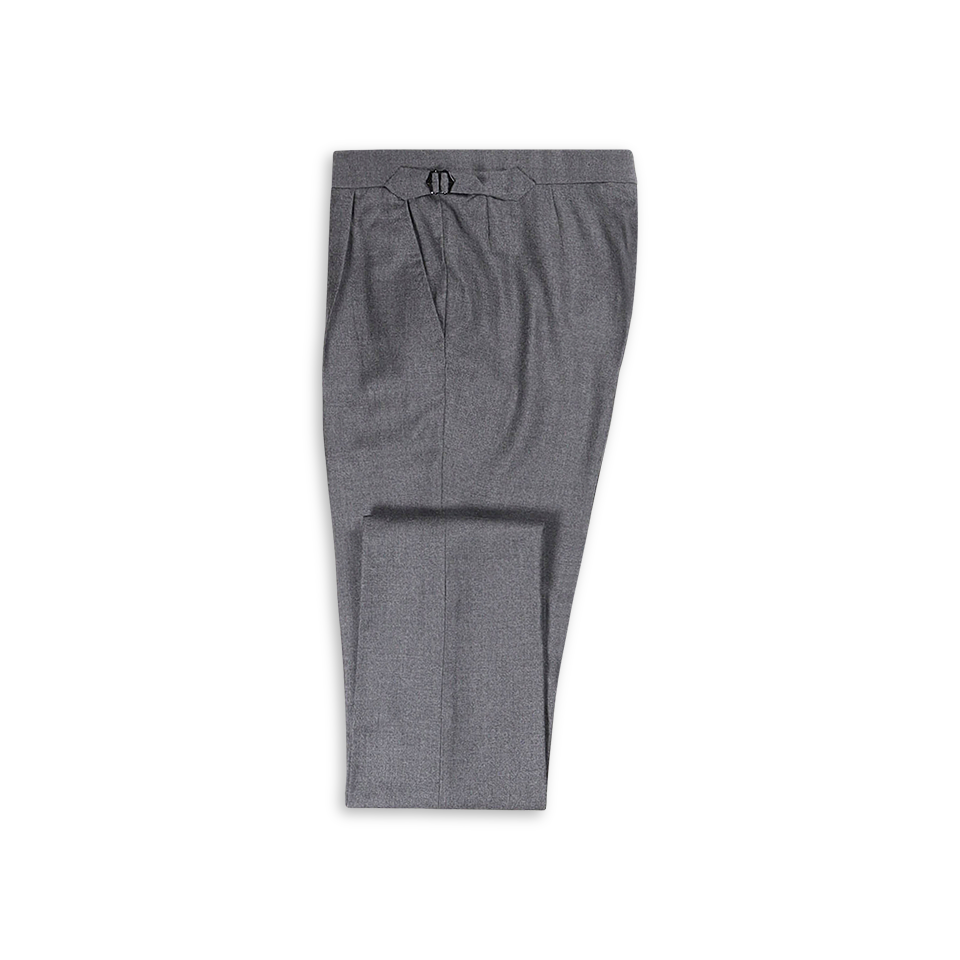 Single Pleat Trouser in Light Grey Flannel