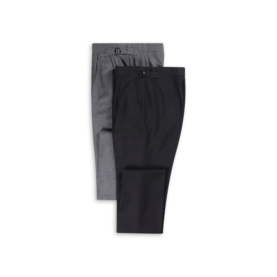 Single Pleat Trouser in Charcoal Grey Flannel