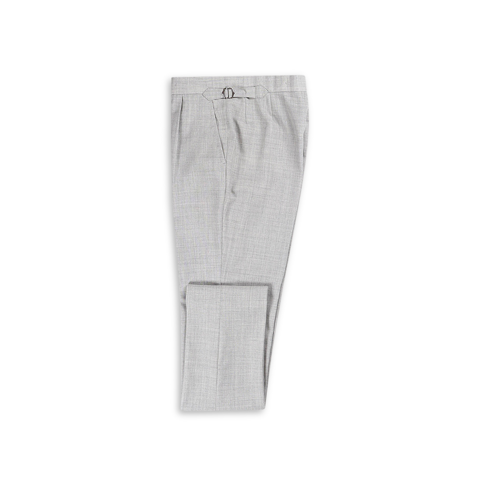 Single Pleat Trouser in Light Grey Fresco Wool
