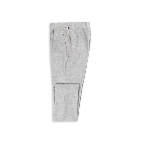 Single Pleat Trouser in Light Grey Fresco Wool
