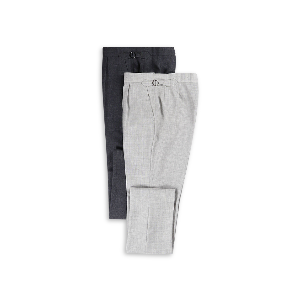 Single Pleat Trouser in Light Grey Fresco Wool